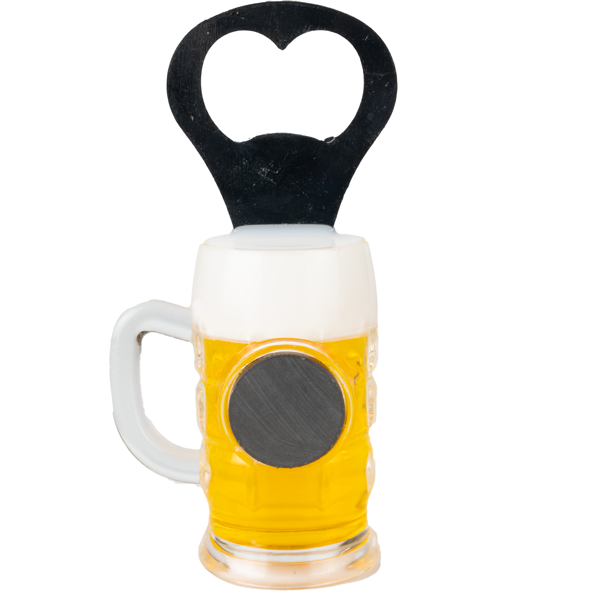 Bierglas mit Magnet und Flaschenöffner