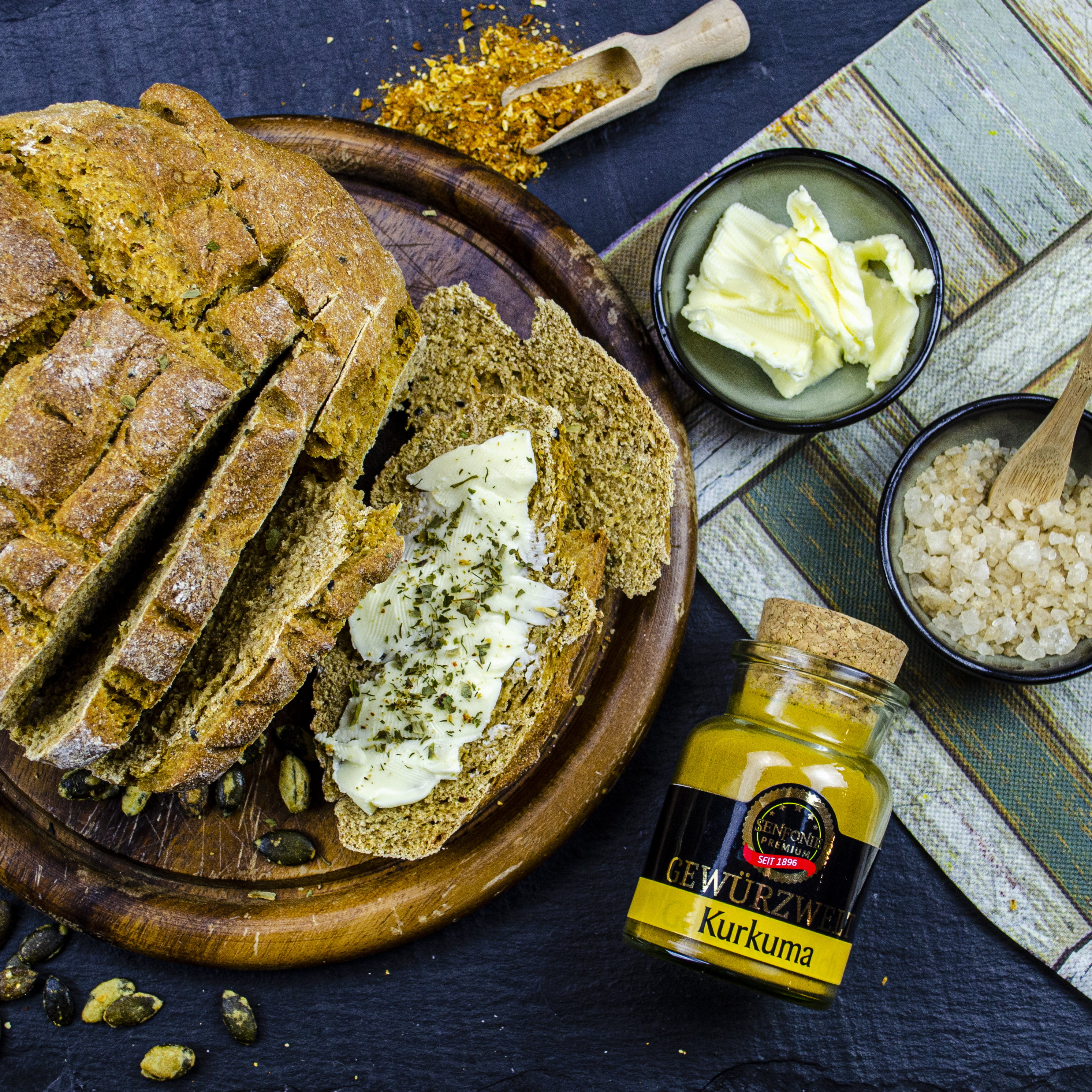 Kurkuma als Gewürz für Brot, Gebäck und Nudelgerichte