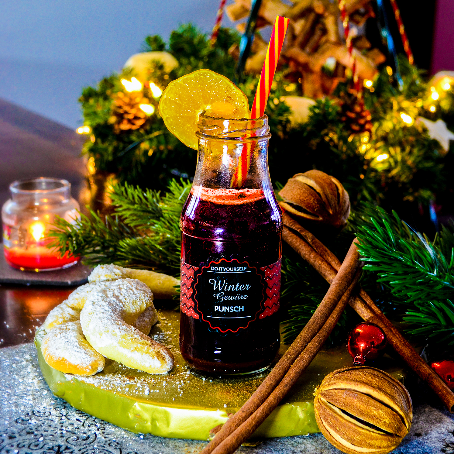 DIY Wintergewürz-Punsch schmeckt hervorragend zu Gebäck, Plätzchen und Kuchen.