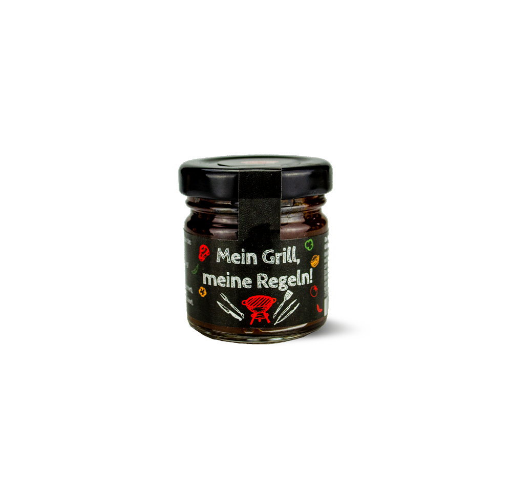 Grill Sauce BBQ Mini Glas "Mein Grill, meine Regeln" Grill Sauce BBQ Mini Glas "Mein Grill, meine Regeln"