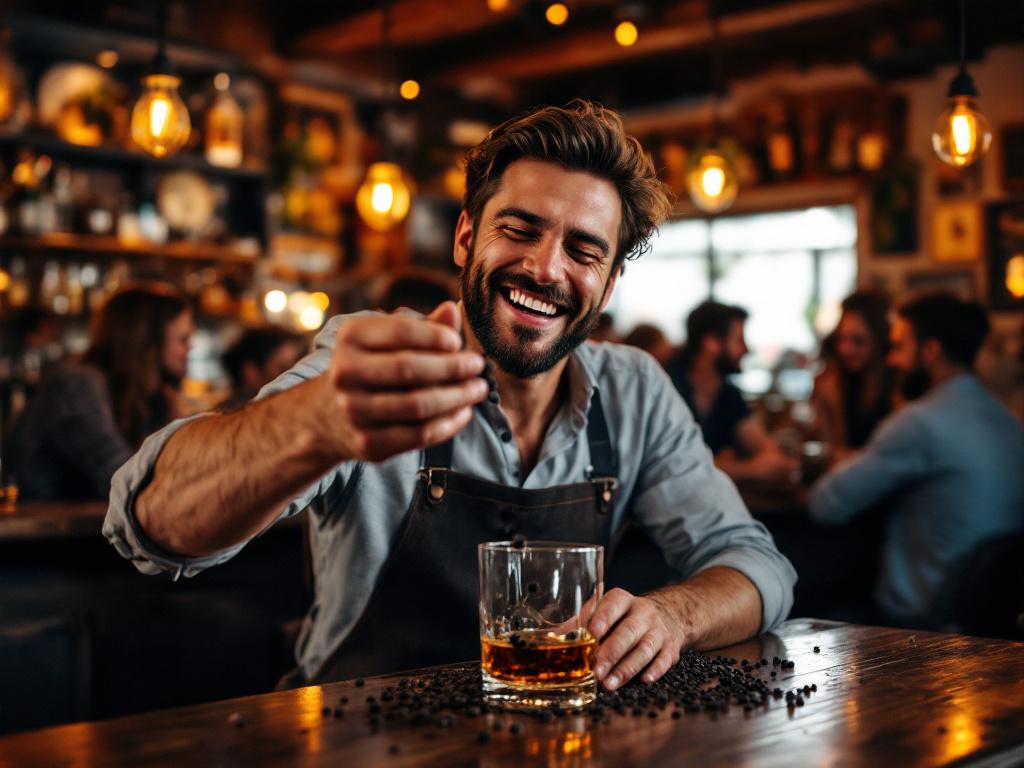 mann mit whisky und pfeffer