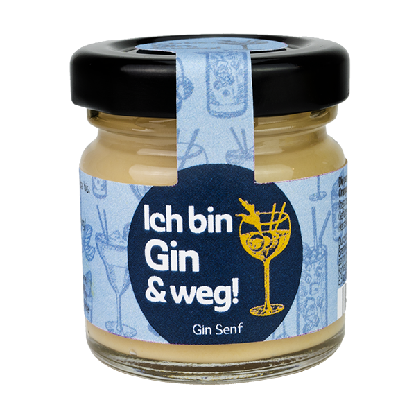 Gin Senf "Gin und Weg" für Fleisch, Käse uns Saucen.