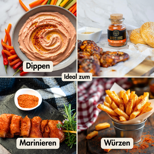 verwendung magic dust dips, magic dust, marinaden, würzen