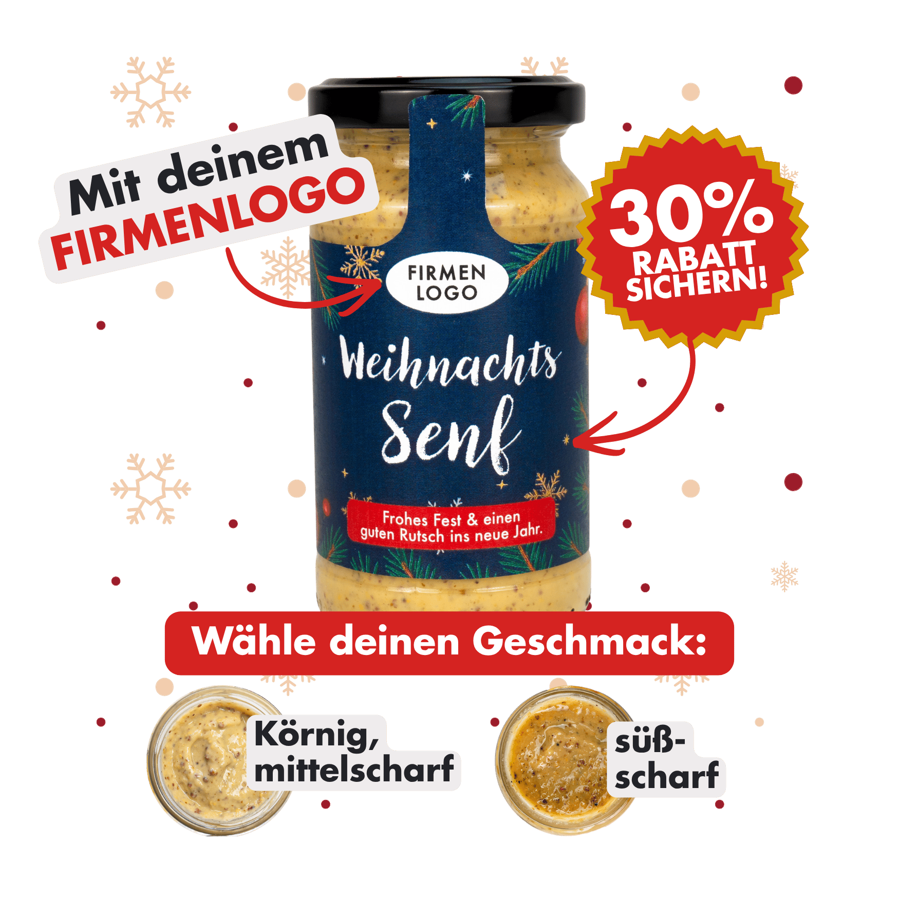 Weihnachtssenf mit eigenem Logo