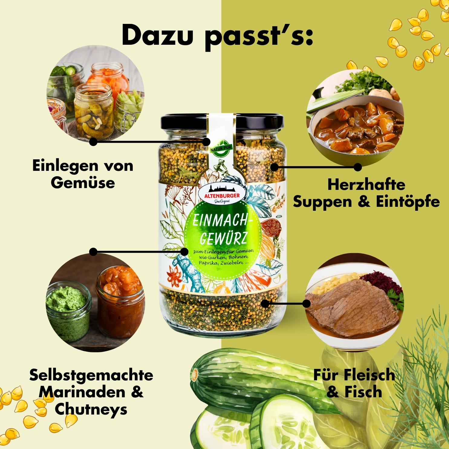 Gewürz passt zu Gemüse, Suppen, Marinaden und Fisch Gewürz passt zu Gemüse, Suppen, Fleisch, Marinaden
