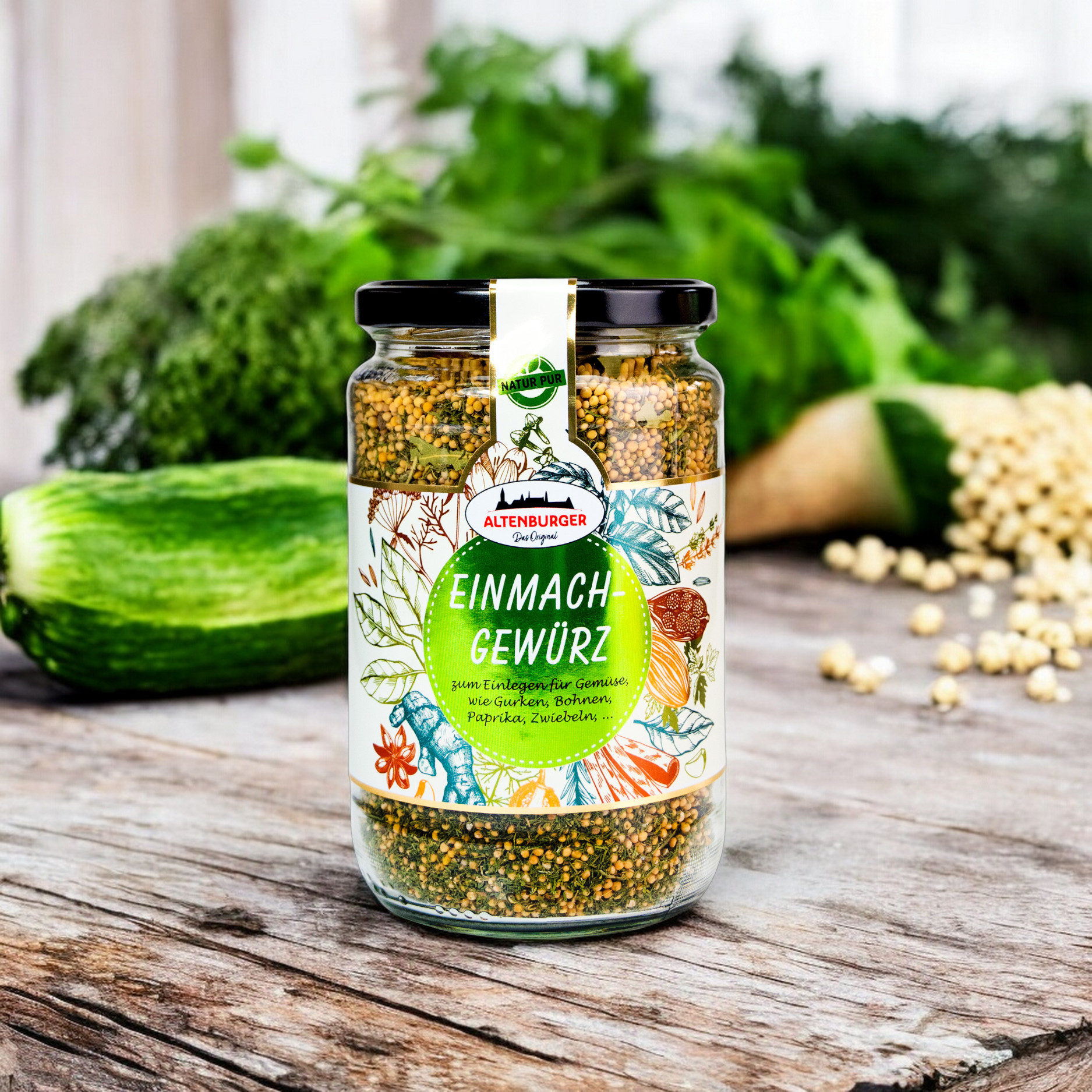 Einmachgewuerz vor gurken und dill