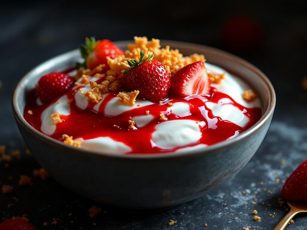 joghurt mit crispy topping und fruchtbalsam