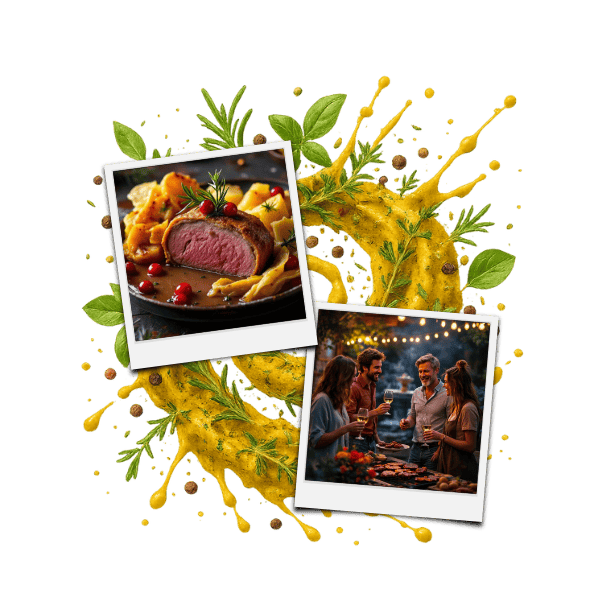 Deko: Rezeptbild und Menschen während einer BBQ Party