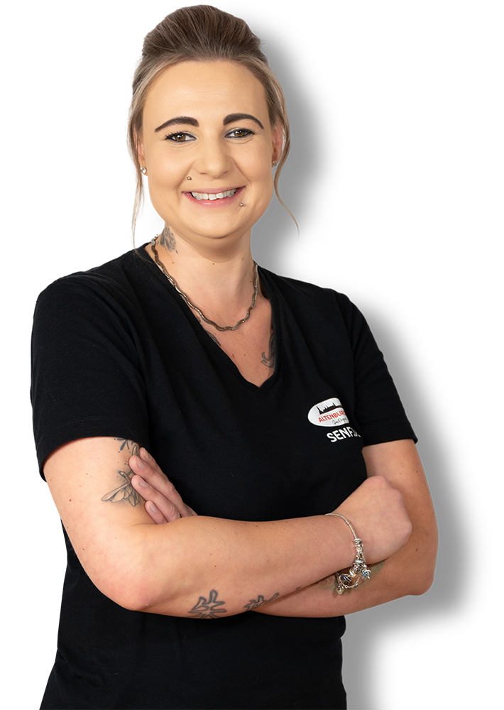 Person mitarbeiterin senfladen