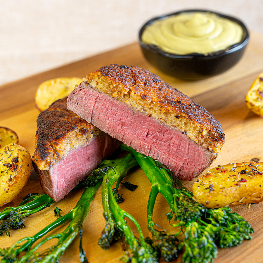 steak mit senfkurste Steak mit Pfeffer-Senfkruste
