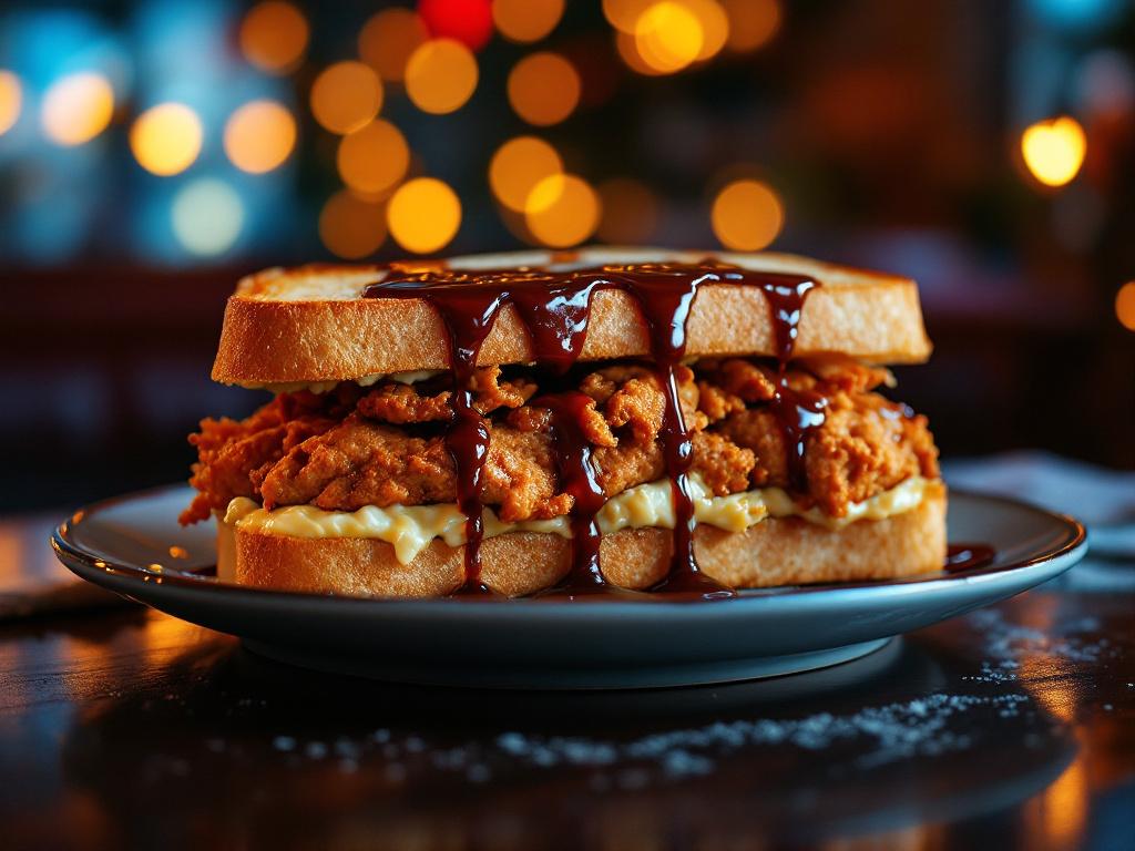 sandwich mit hähnchen und würzsauce