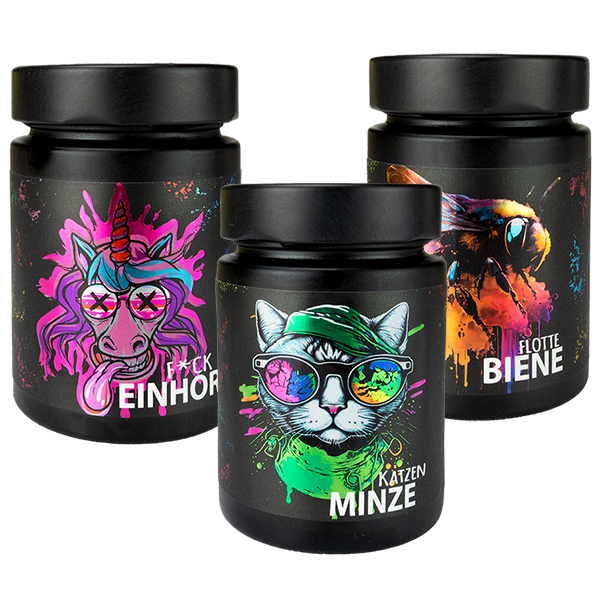 f*ck einhorn, katzenminze, flotte biene senf F*ck einhorn senf, flotte biene