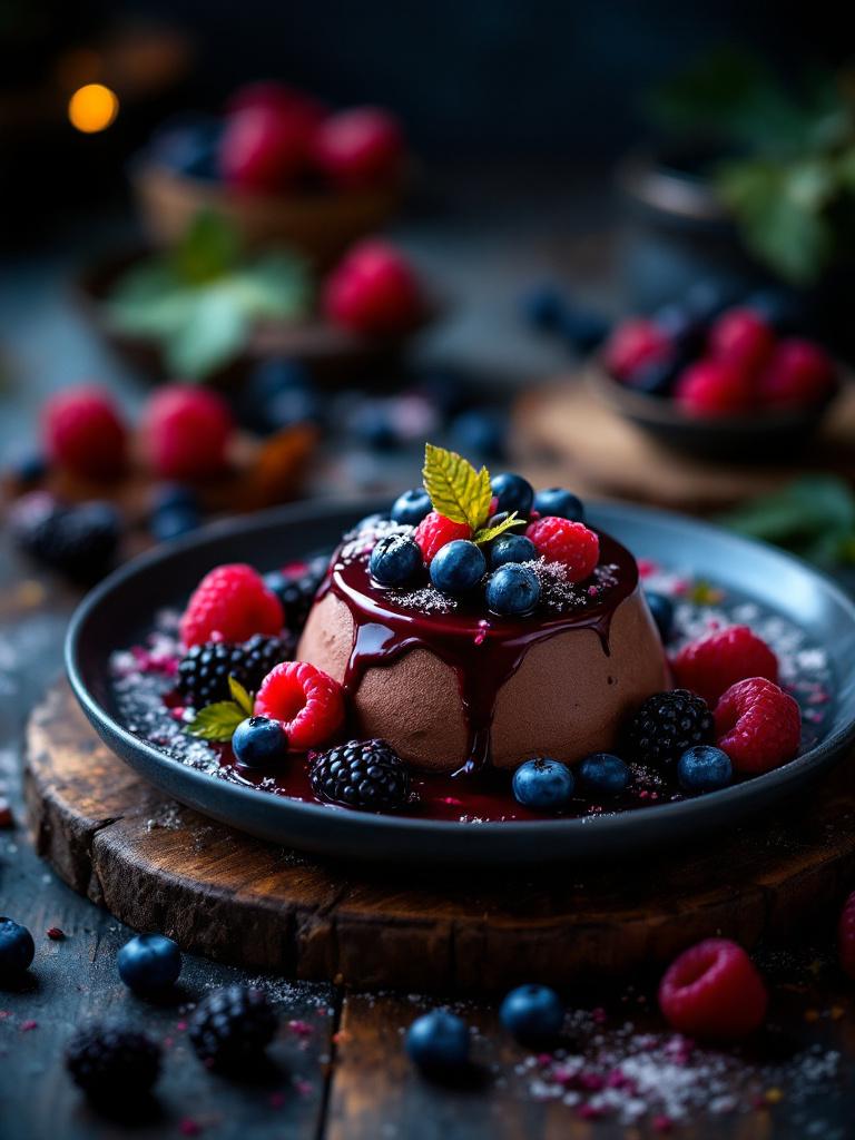 schokotarte mit waldfruechten