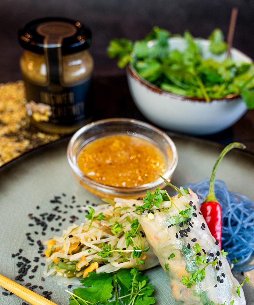 ingwer chutney mit sommerrollen ingwer chutney mit sommerrollen