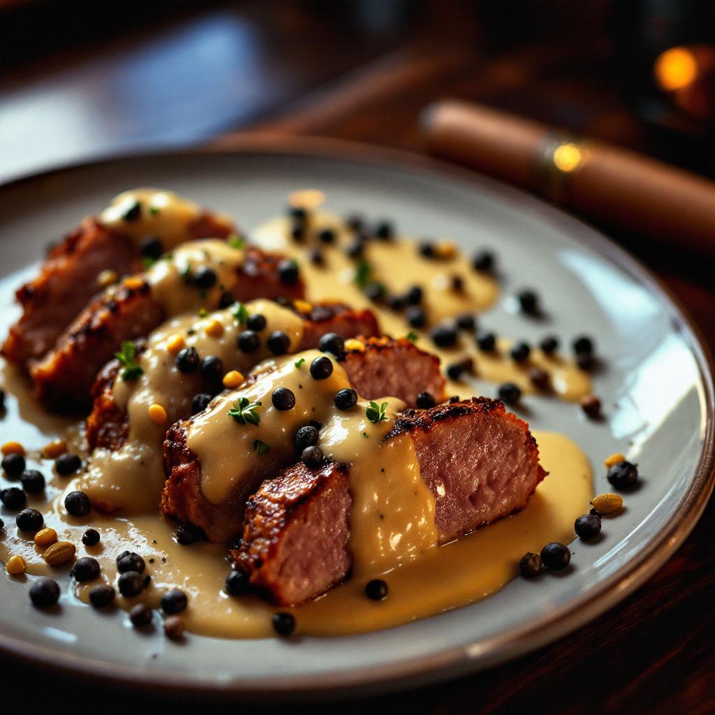 fleisch mit whisky senfsauce und pfeffer