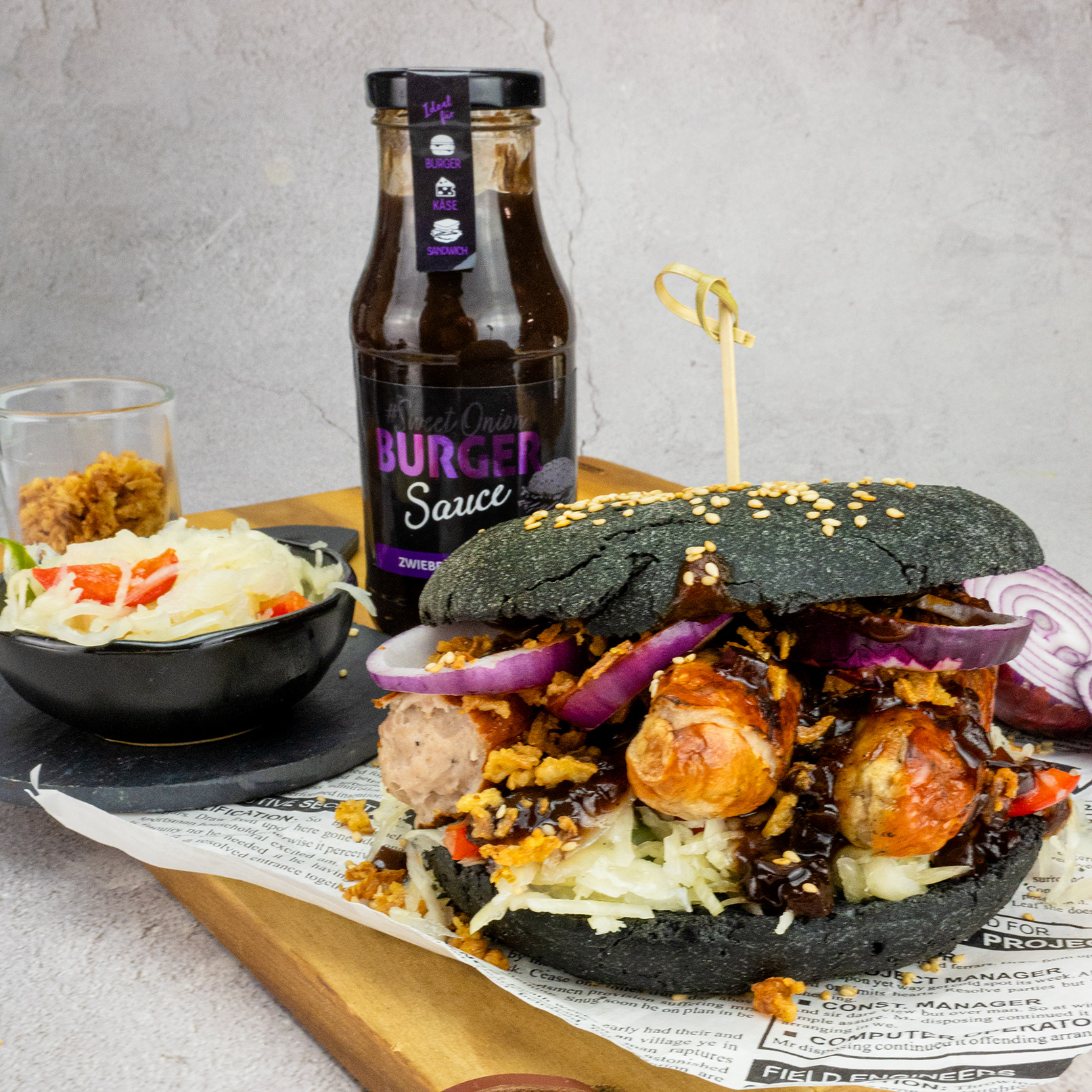 Burger mit Burger Sauce Zwiebel & Balsamico