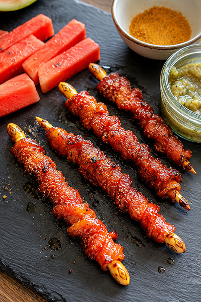 Knusprige Bacon-Wassermelonen-Spieße mit VERDE LOCO