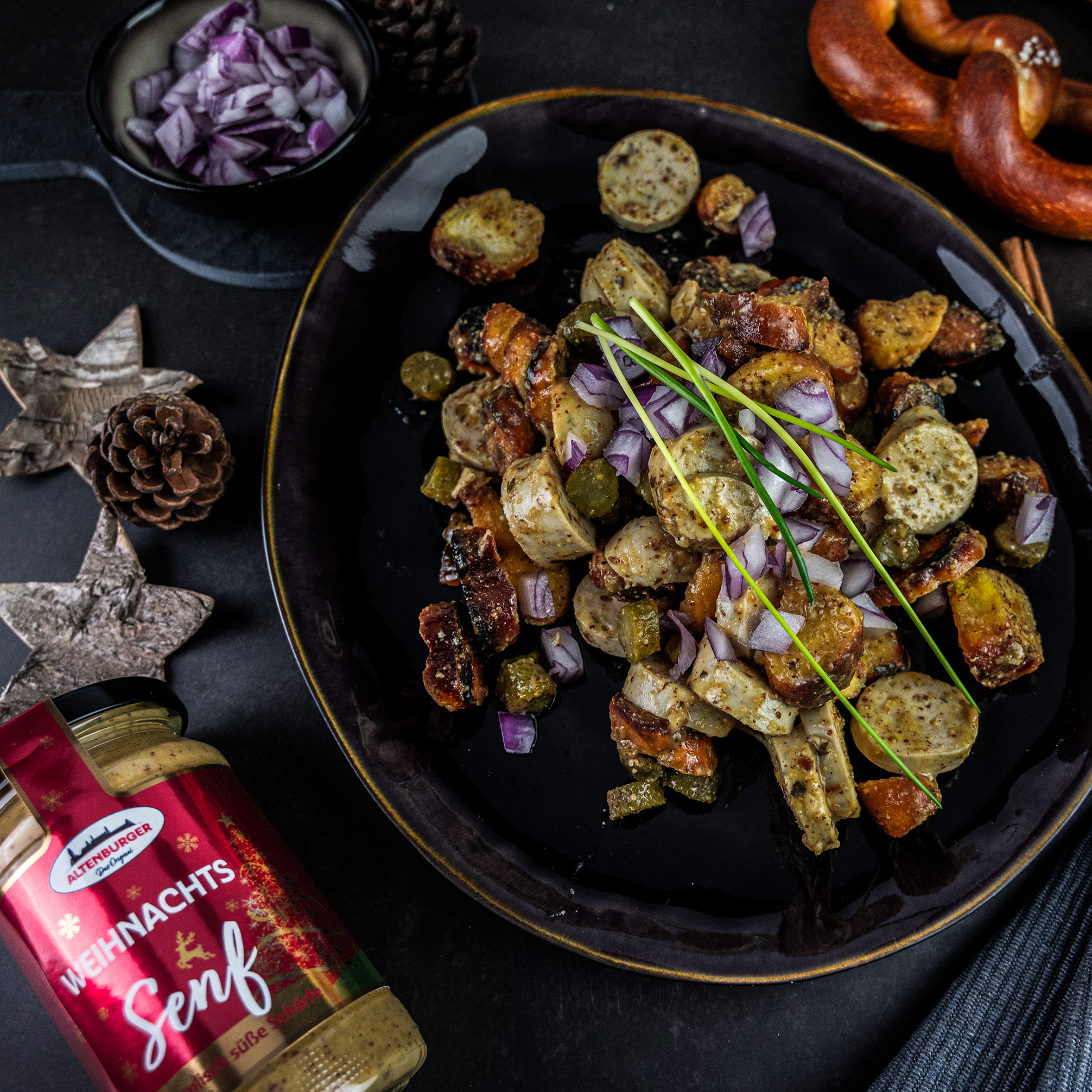 Weihnachtssenf zu Wurstsalat.