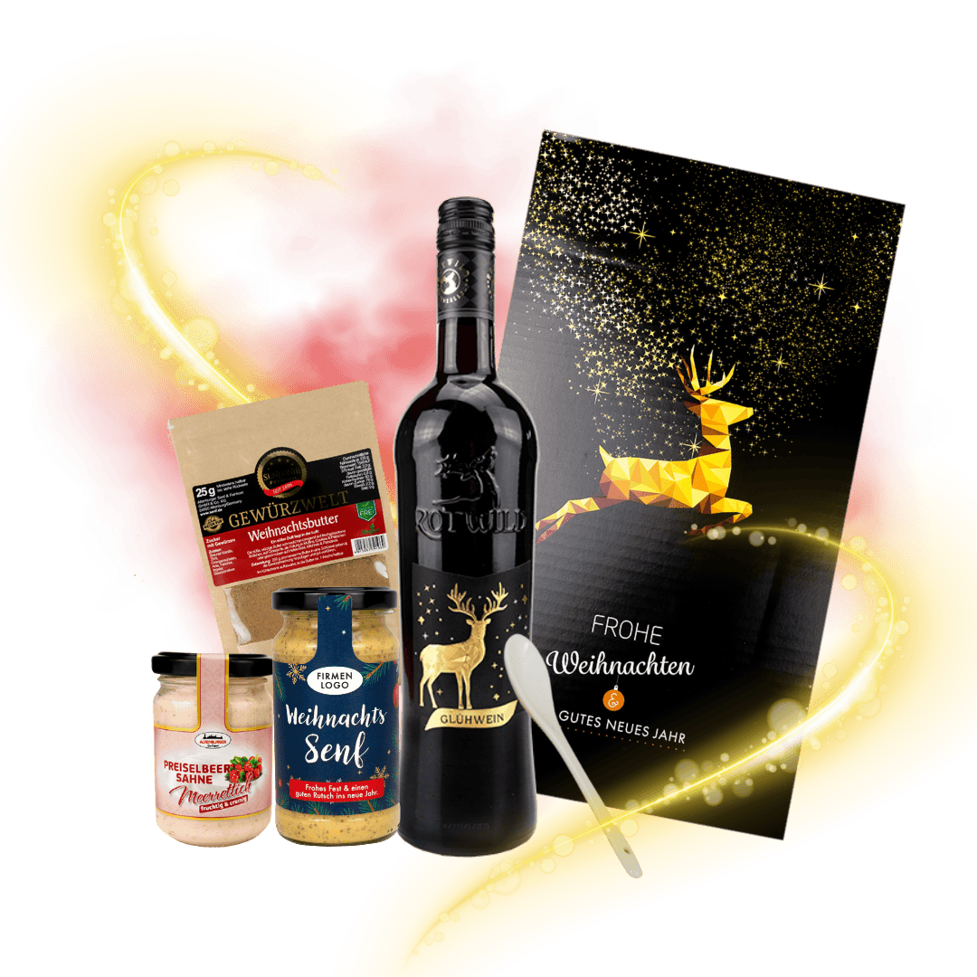 Geschenkbox Weihnachtsschmaus inkl. Weihnachtslogo mit eigenem Logo