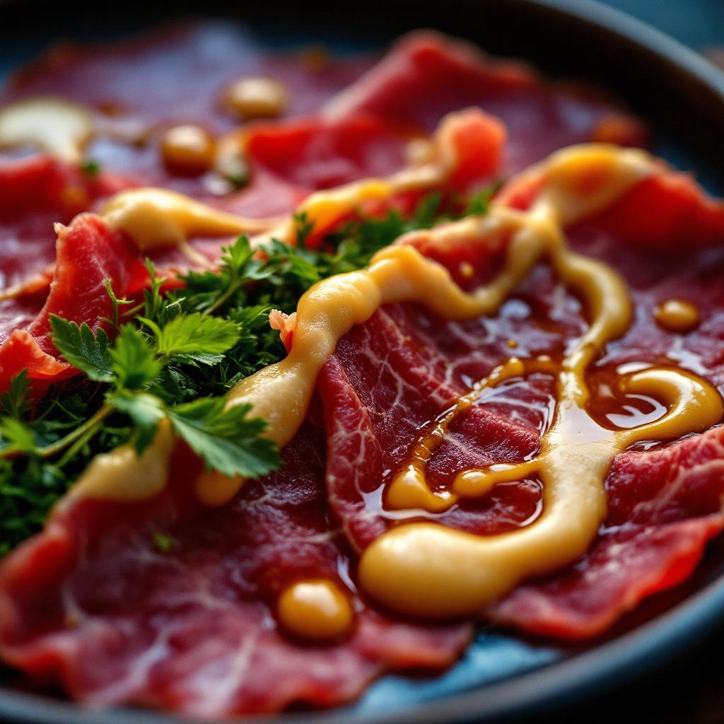 rinder carpaccio mit senf