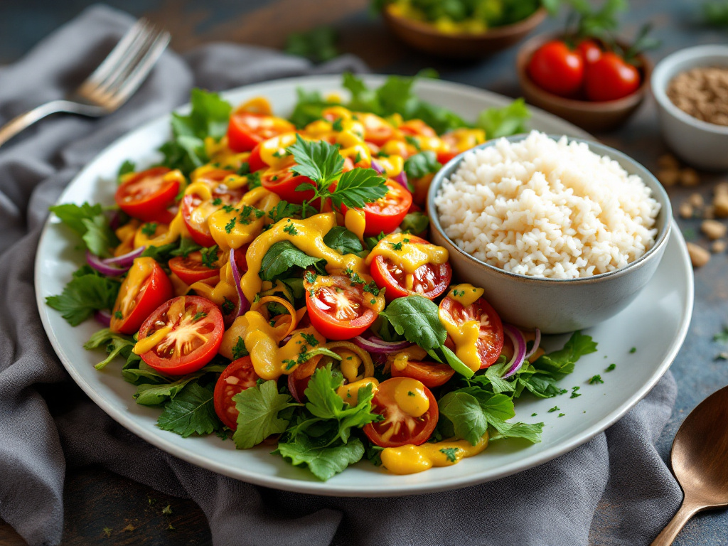 salat mit currysauce und reis salat mit currysauce und reis
