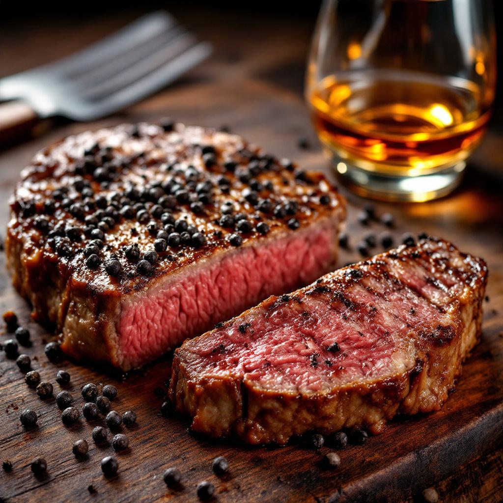 steak mit schwarzem pfeffer