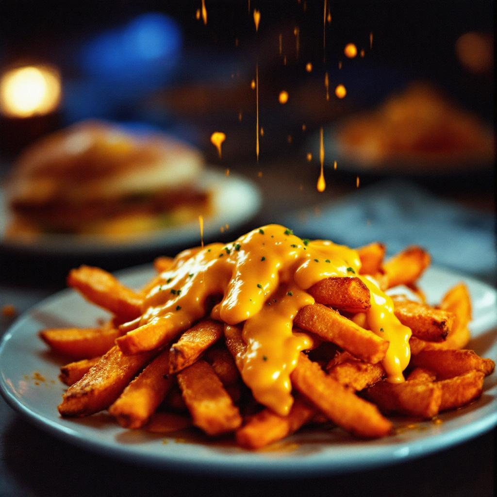 suesskartoffelpommes mit fruchtsenfsauce