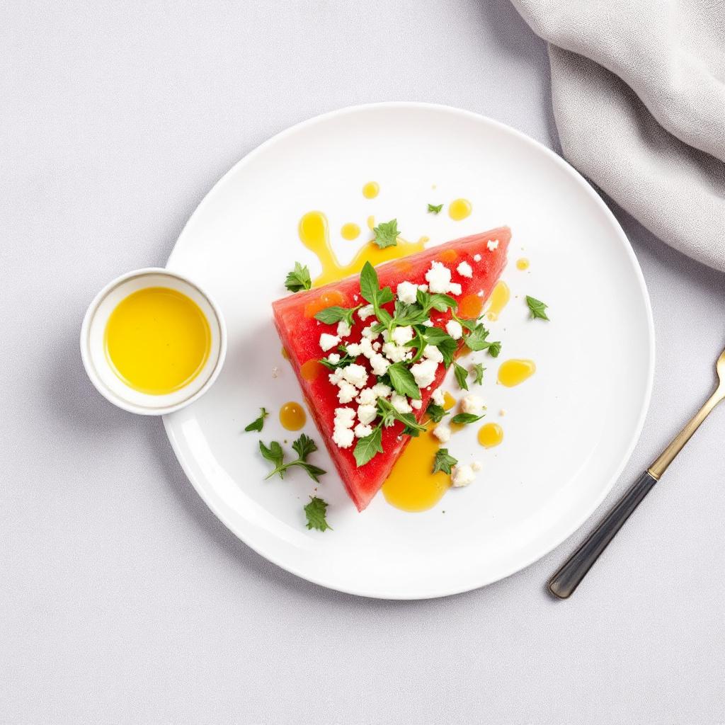 wassermelone mit feta und zitronen balsam