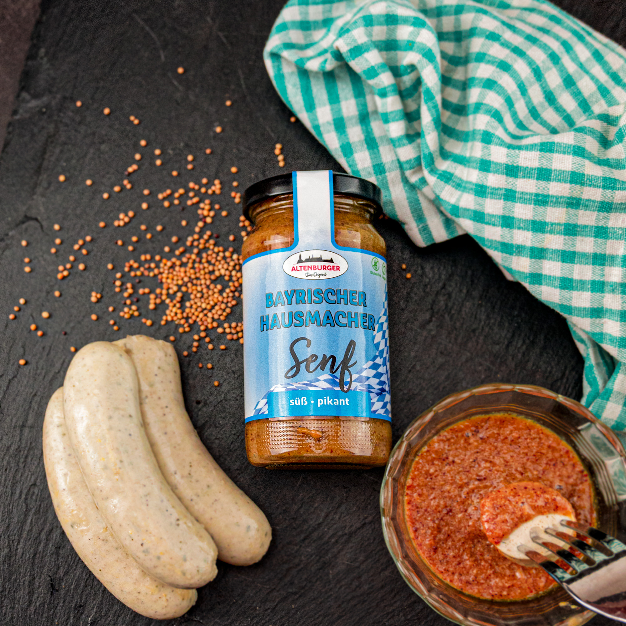 bayrischer hausmacher senf mit weisswurst