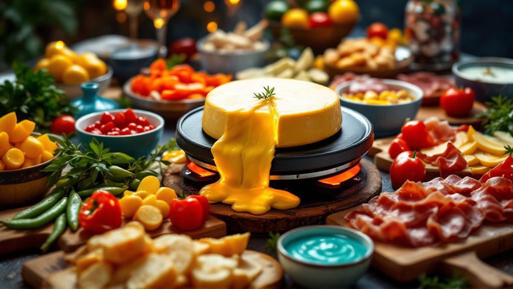 buffet mit käse, trabi senf, fleisch, gemüse