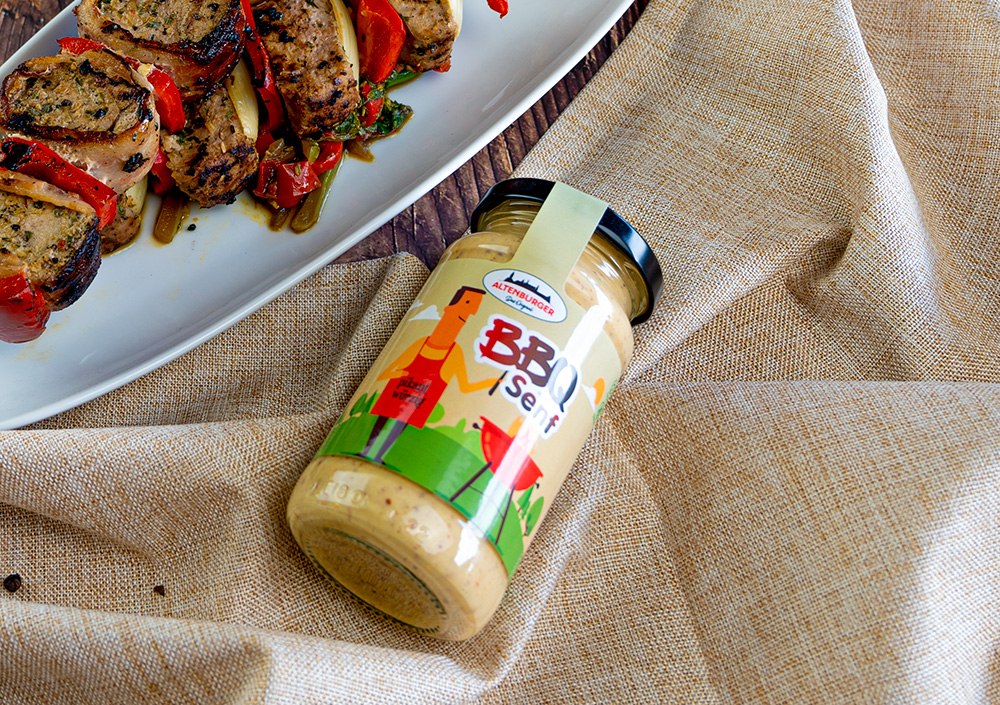grillspiess mit bbq senf grillspiess mit bbq senf