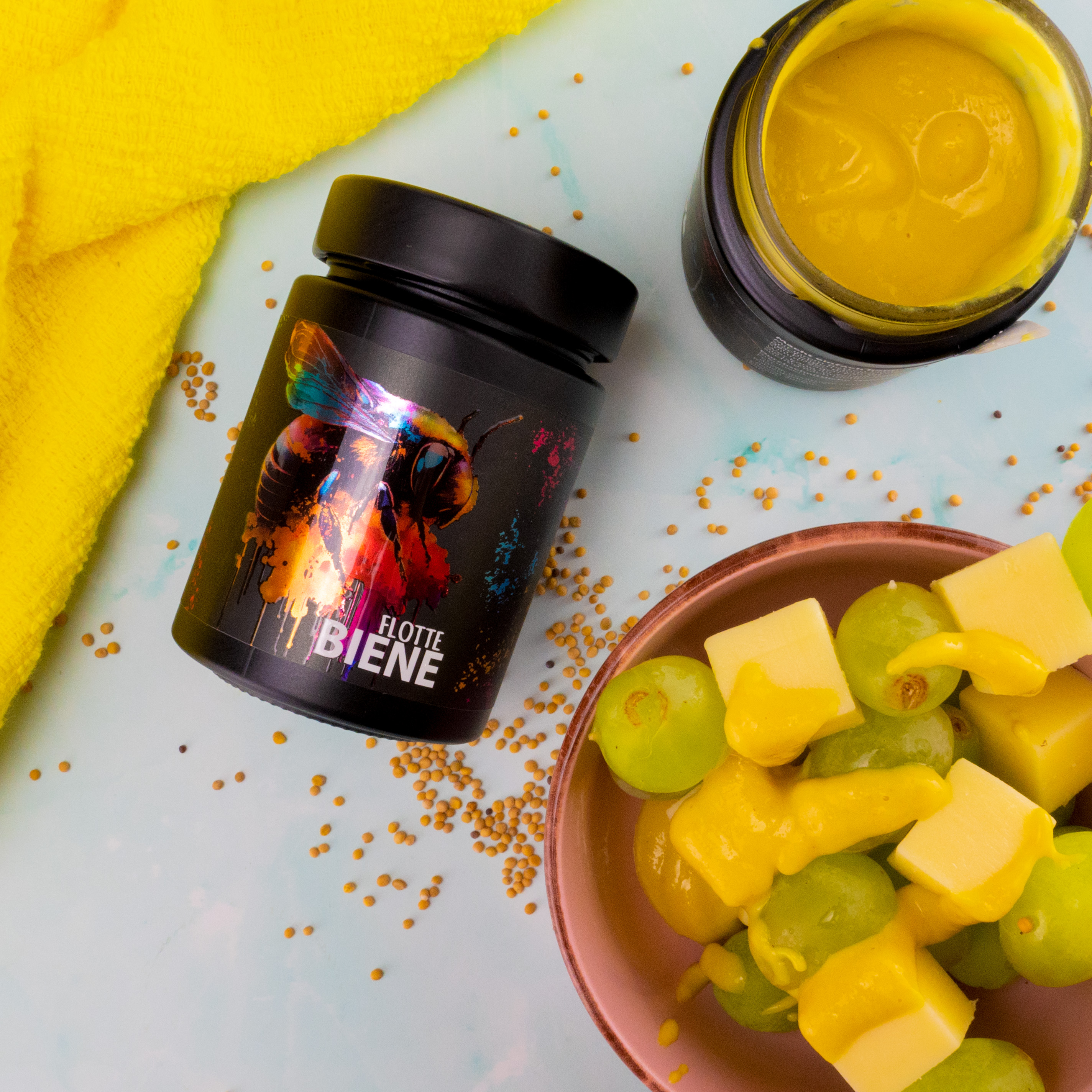 Frischer, milder Honig Senf für Käse, Wurst und Obst