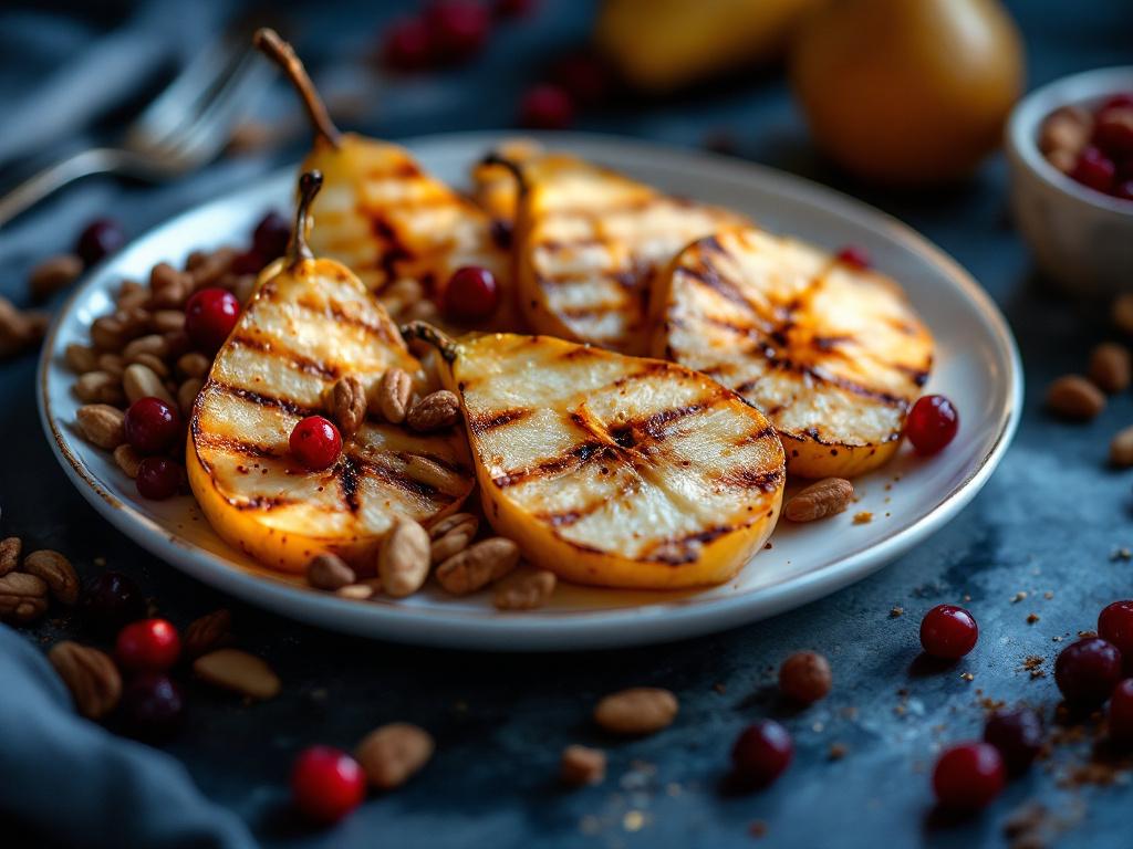 gegrillte birne mit cranberries und nuessen