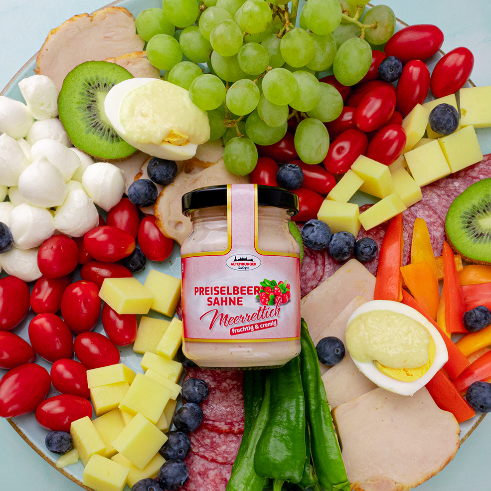 Preiselbeer Sahne Meerrettich ideal für Wurst-, Käse- und Gemüse-Platten!