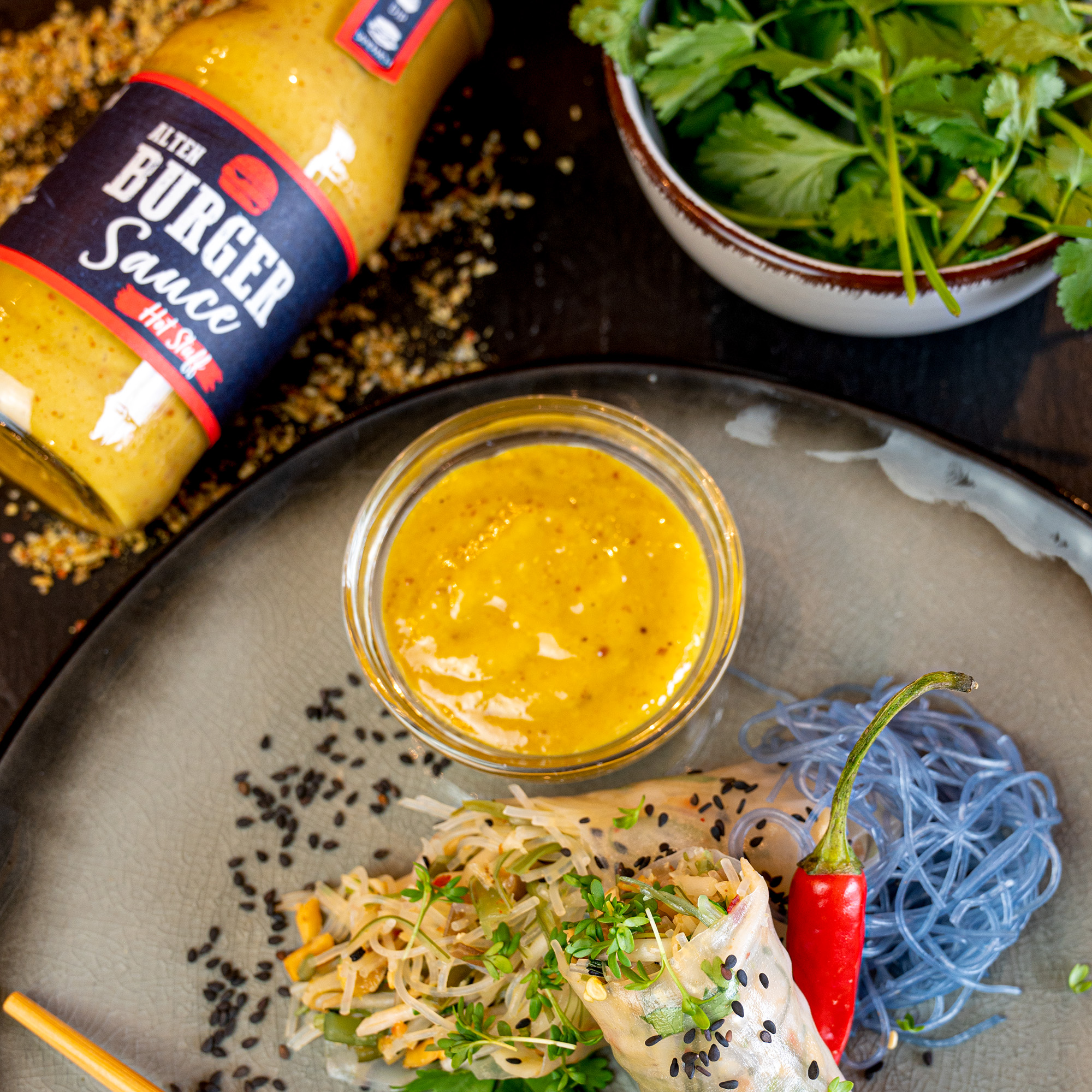 burger sauce mit sommerrollen burger sauce mit sommerrollen