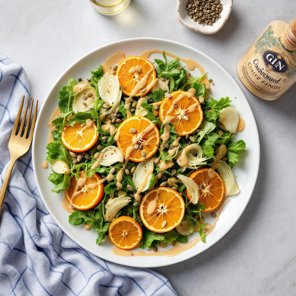 salat mit gin senf und orangen