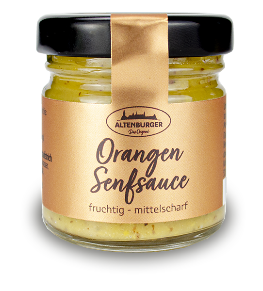 Orangen Senfsoße zum verfeinern von würzigen Fleisch, Käse, Gemüse, Dips und Dressing.