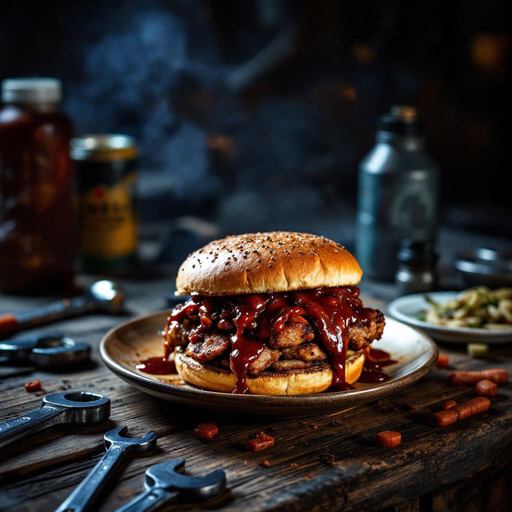 burger mit steak und grillsauce