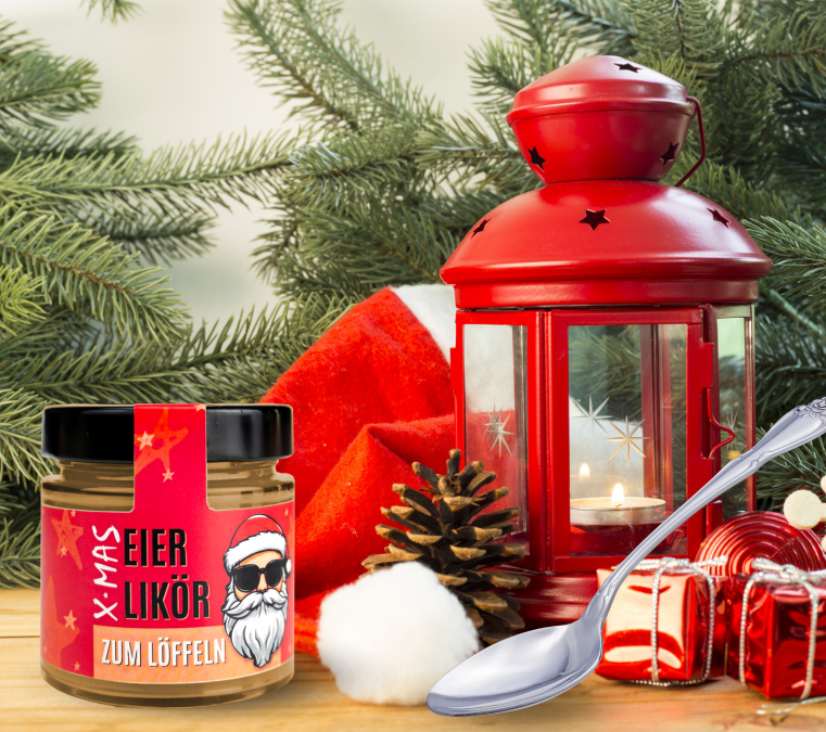 xmas eierlikoer weihnachtlich dekoriert