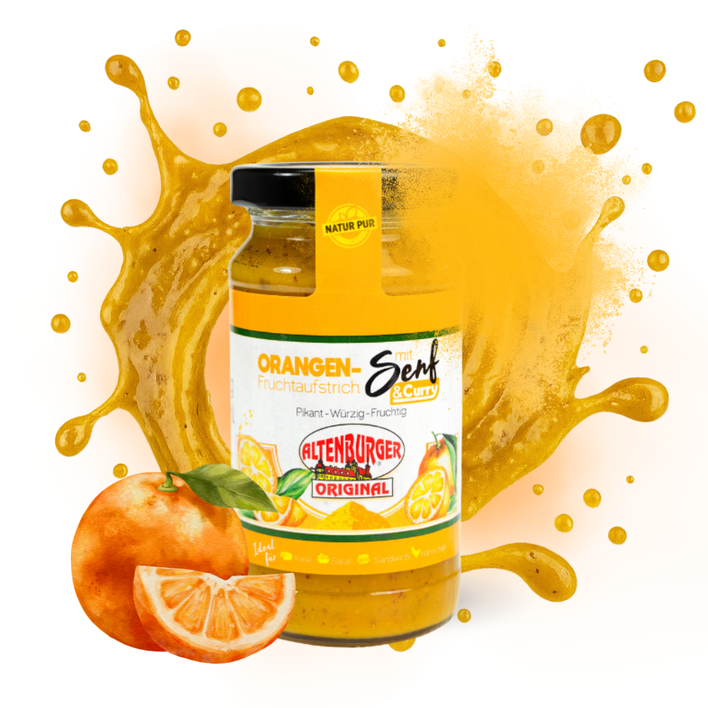 orangen fruchtaufstrich mit senf und curry