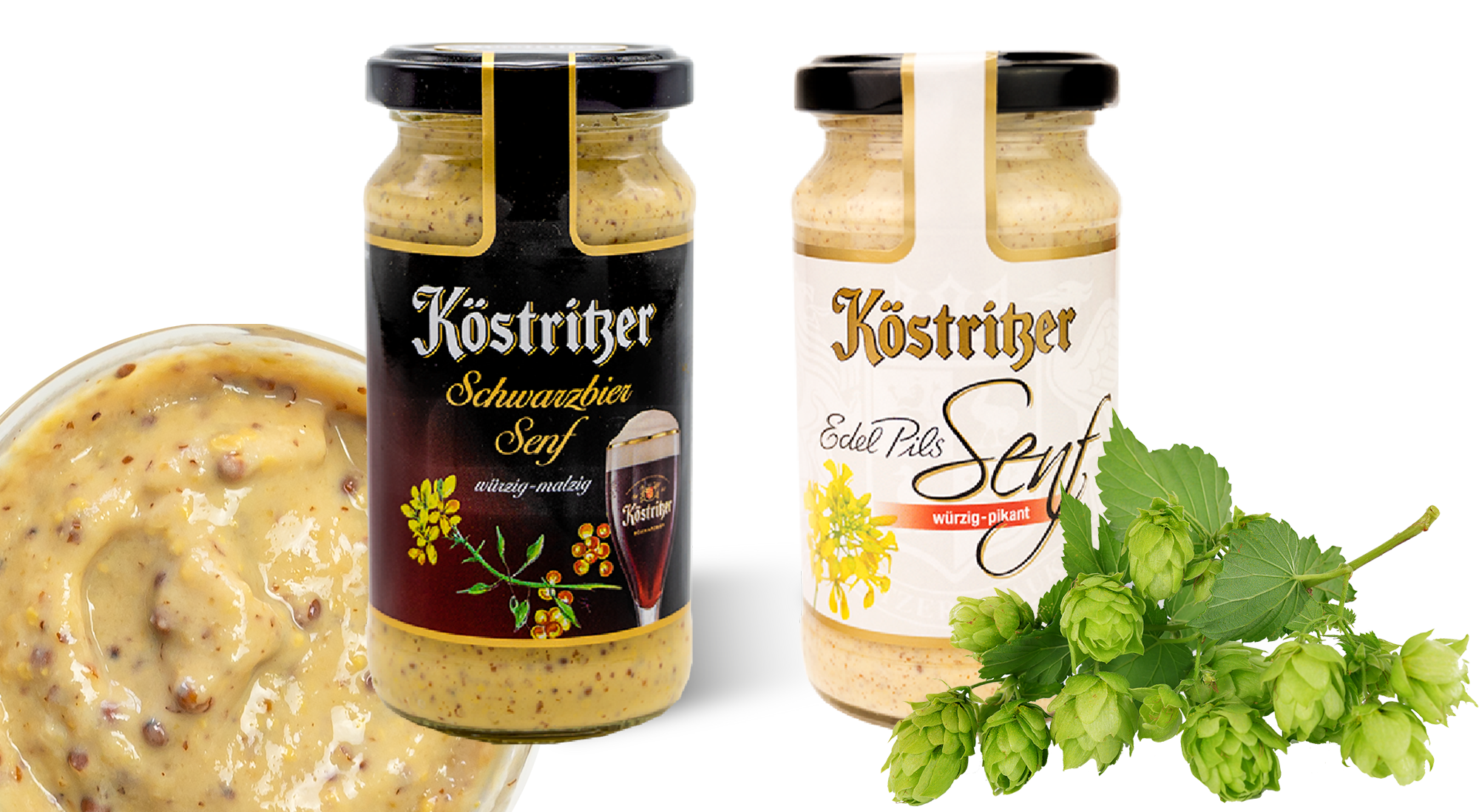 koestritzer schwarzbier und edelpils senf