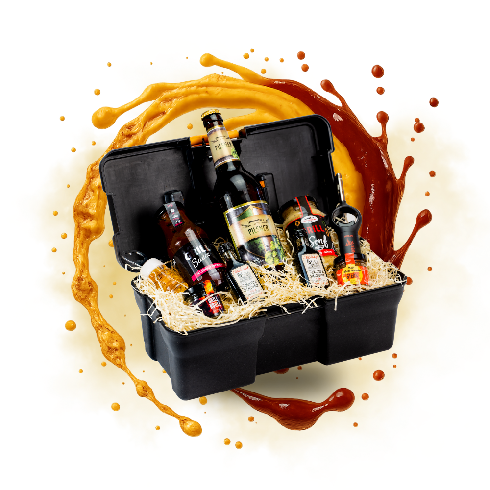 werkzeugkoffer mit bier, grillsauce und senf Altenburger Werkzeugkoffer mit Bier