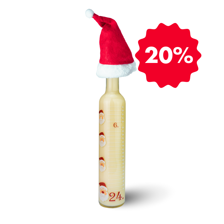 Vanillekipferl Likör - Der flüssige Adventskalender inkl. Weihnachtsmütze