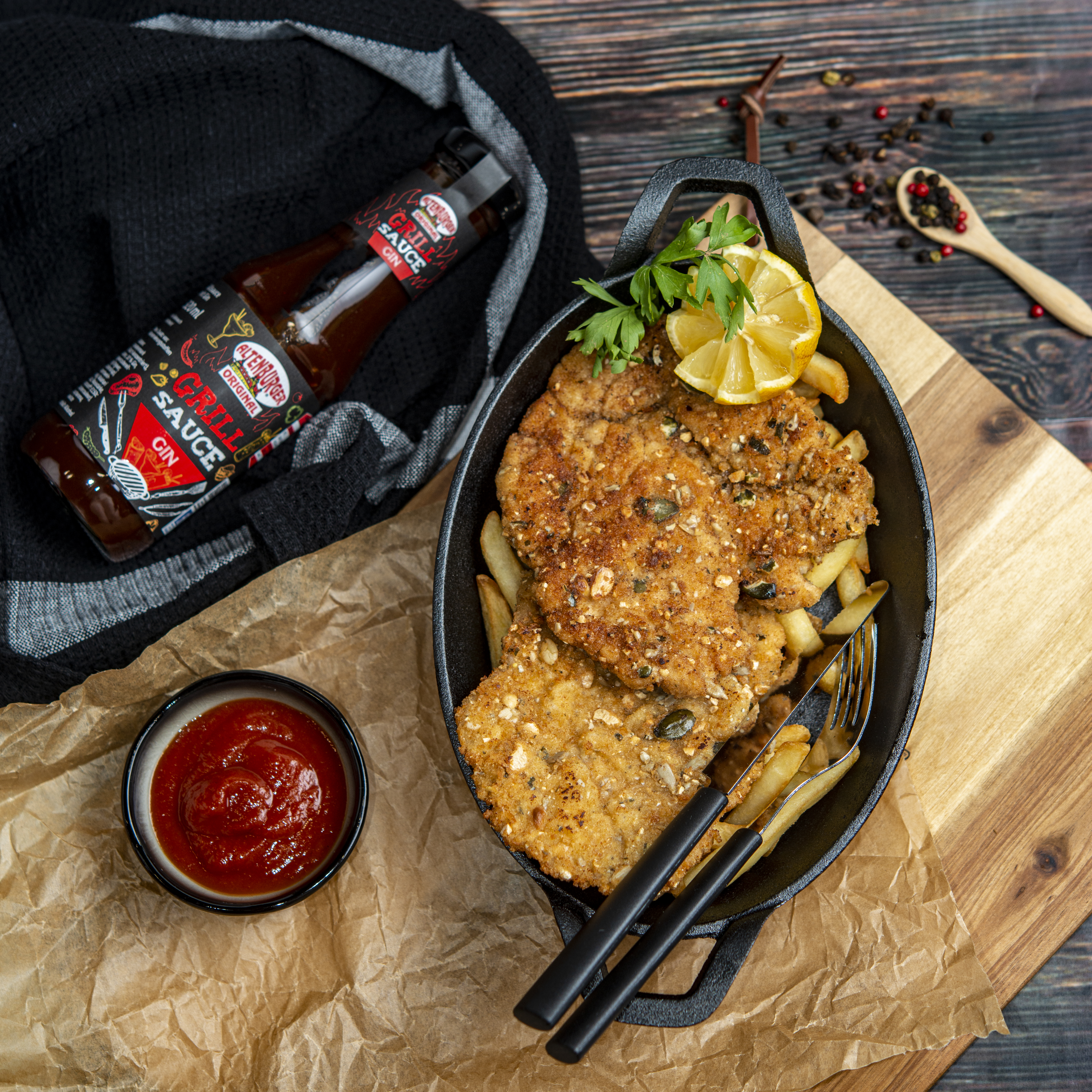 Grill Sauce Gin für Fleisch, Marinieren und zum Dippen