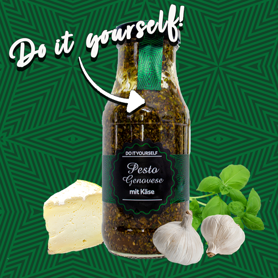 DIY Pesto Genovese mit Käse gefüllt
