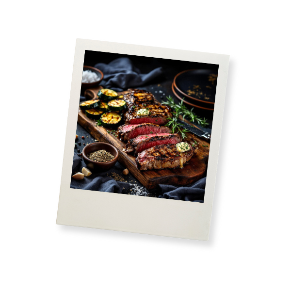 Deko: Steak und Grillgemüse