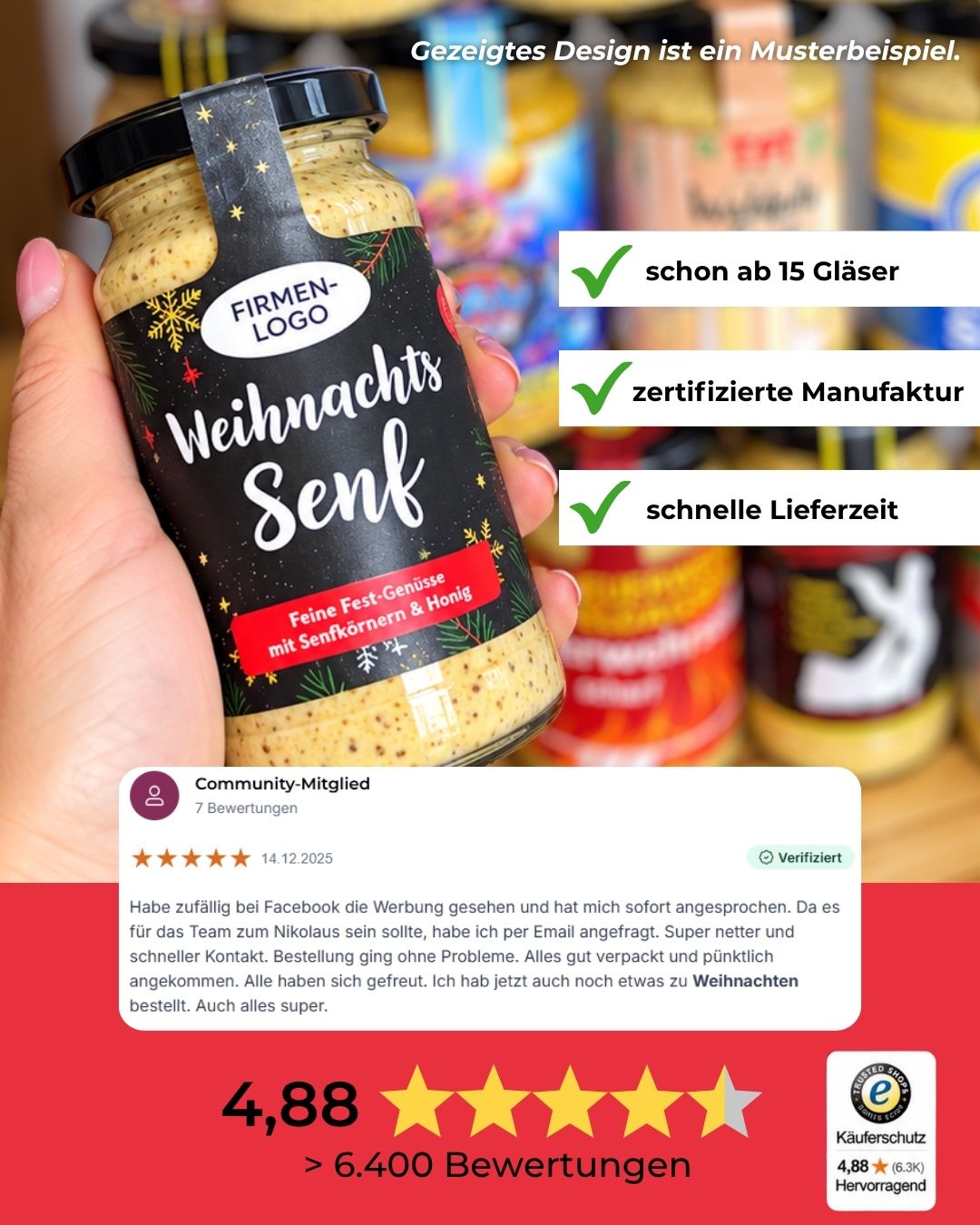 Weihnachtssenf mit eigenem Logo