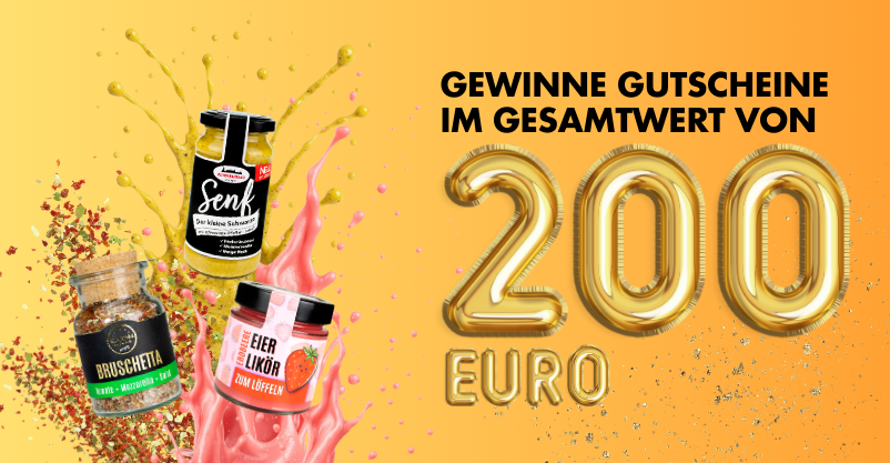 Beim Newsletter anmelden und Gutscheine im gesamtwert von 200 Euro gewinnen Beim Newsletter anmelden und Gutscheine im gesamtwert von 200 Euro gewinnen. Jetzt hier klicken.