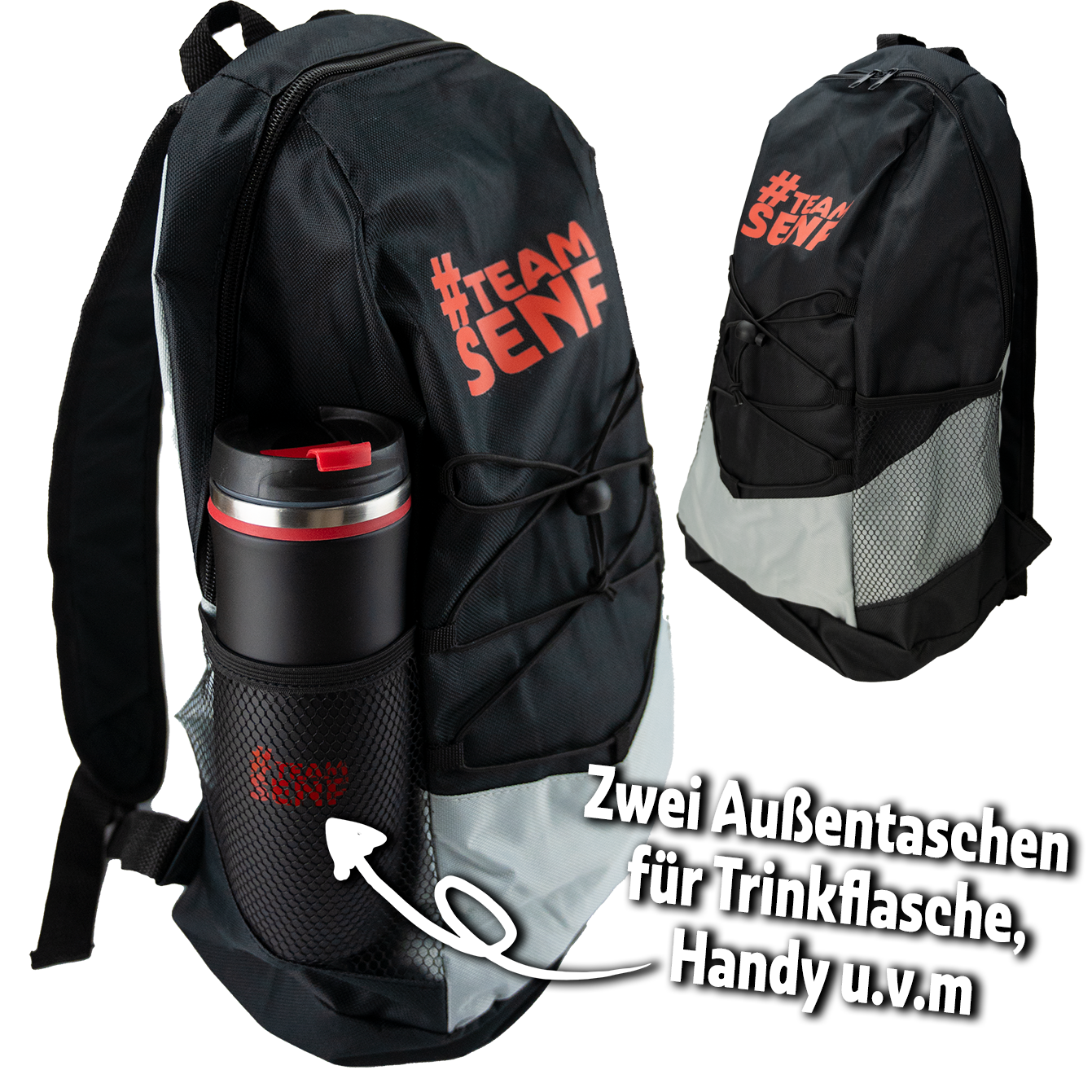 Leichter Rucksack mit Seitentaschen