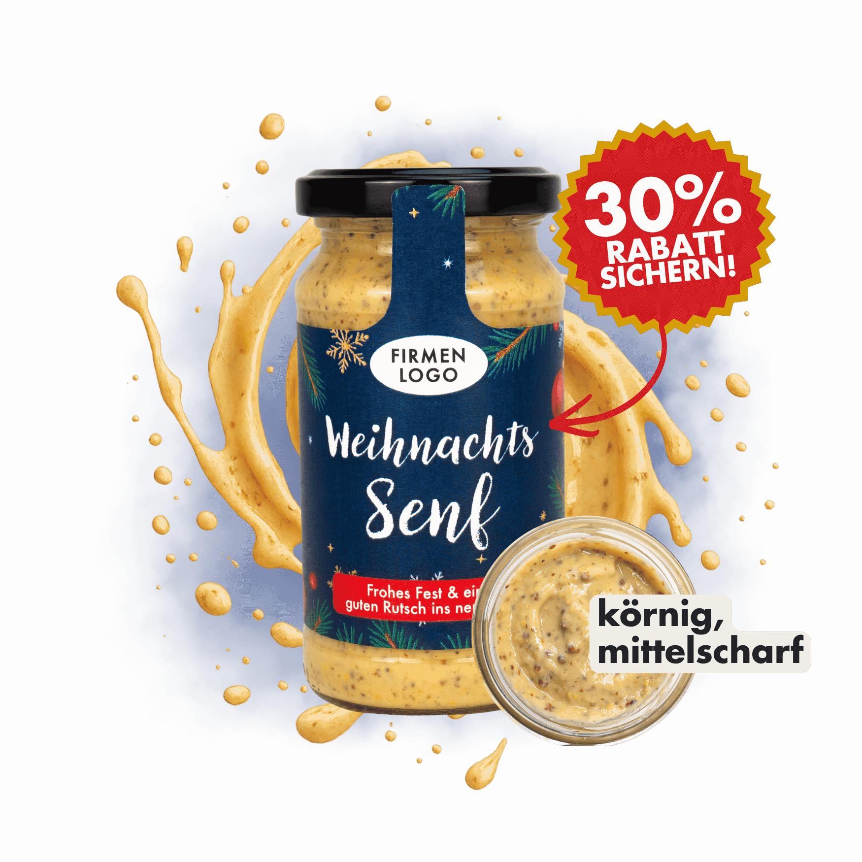 Weihnachtssenf mit eigenem Logo